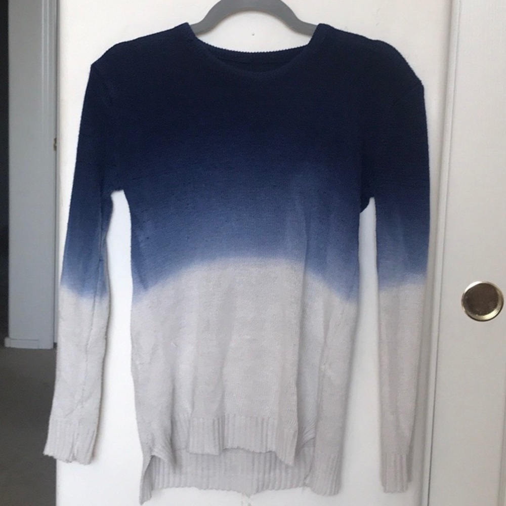 Blue and white ombré sweater